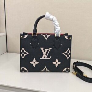 Louis Vuitton Black and Cream Satchel
